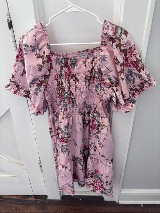 Dresses & Skirts - Floral Smocked Puff-Sleeve Dress - Pink
